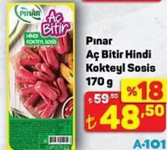 PINAR AÇ BİTİR HİNDİ KOKTEYL SOSİS 170 G fiyat ve kampanya bilgisi
